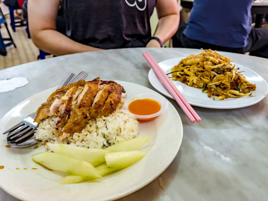 chicken rice and Char Kway Teow Swee Kong Coffee Shop penang malaysia - laugh travel eat