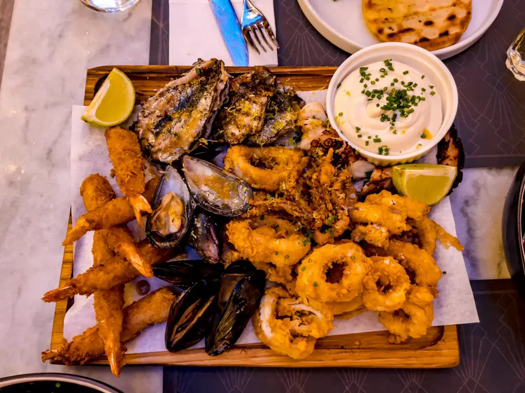 seafood platter lyra restaurant plaka athens greece - laugh travel eat