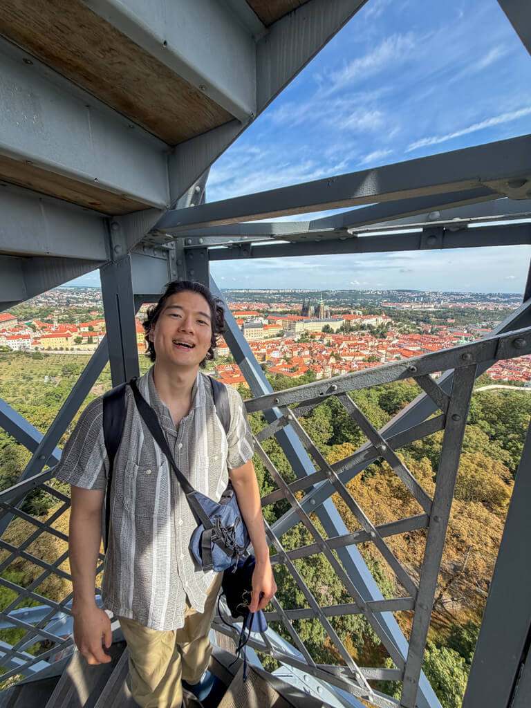 petrin tower double helix stairs prague czech republic laughtraveleat
