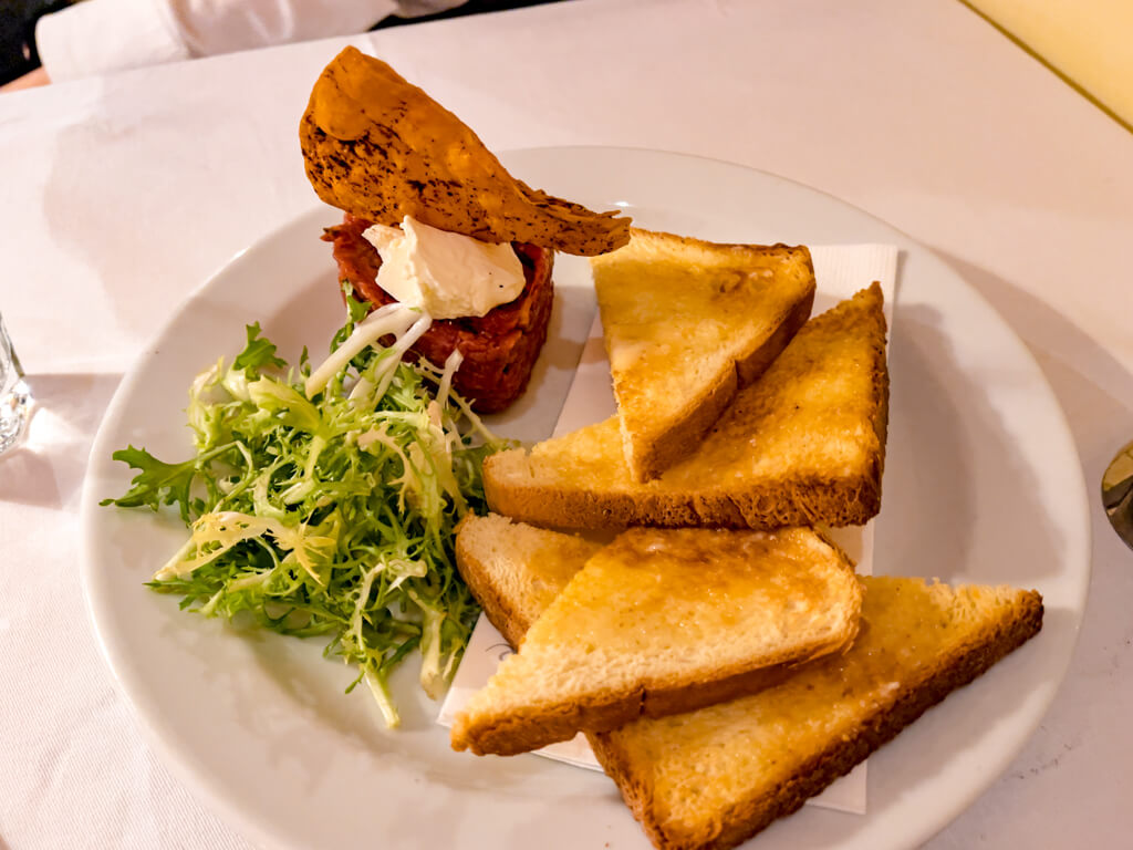 steak tartar cafe louvre Prague Hungary - laugh travel eat