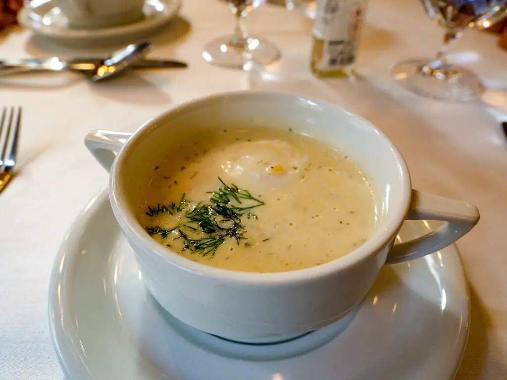 traditional soup with egg Food tour in Prague Hungary - laugh travel eat