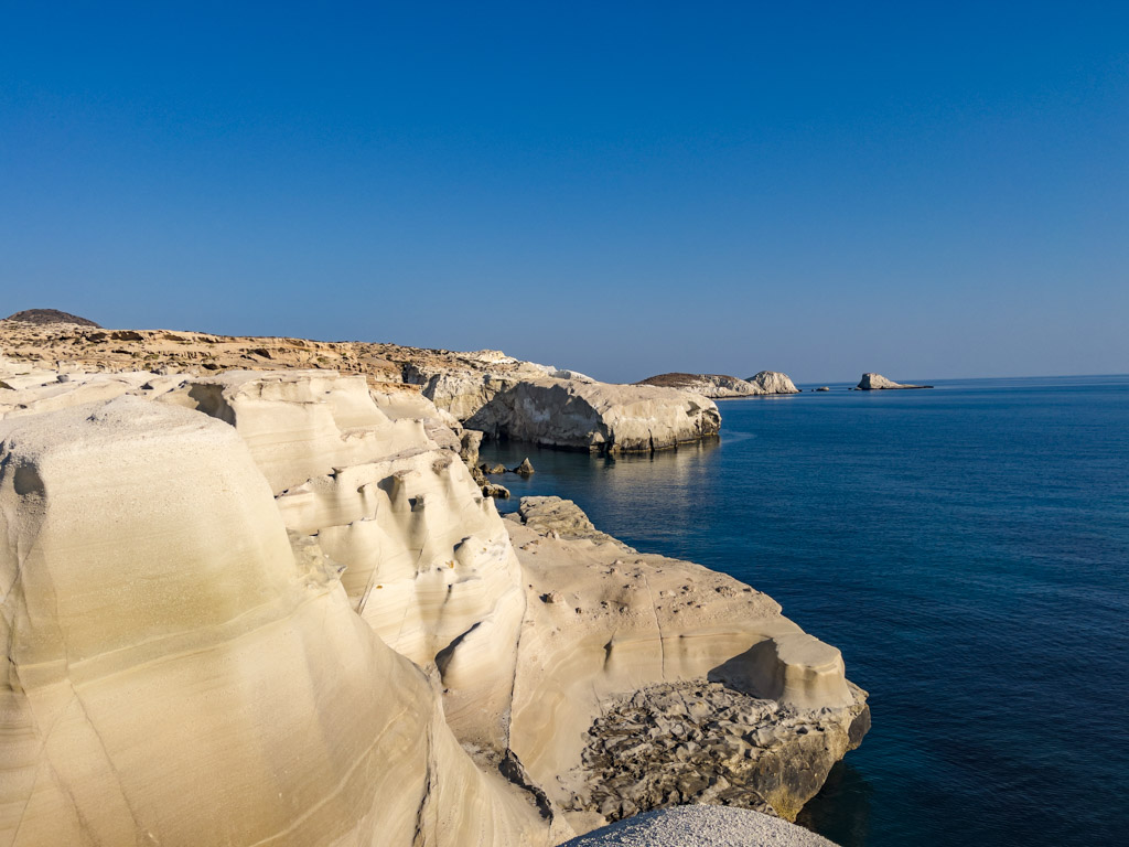 around sarakiniko beach milos greece - laugh travel eat