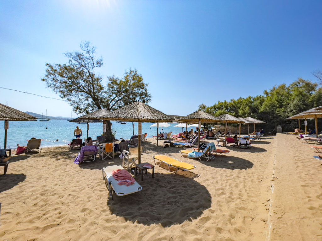 beach club paralia beach parikia Paros greece - laugh travel eat