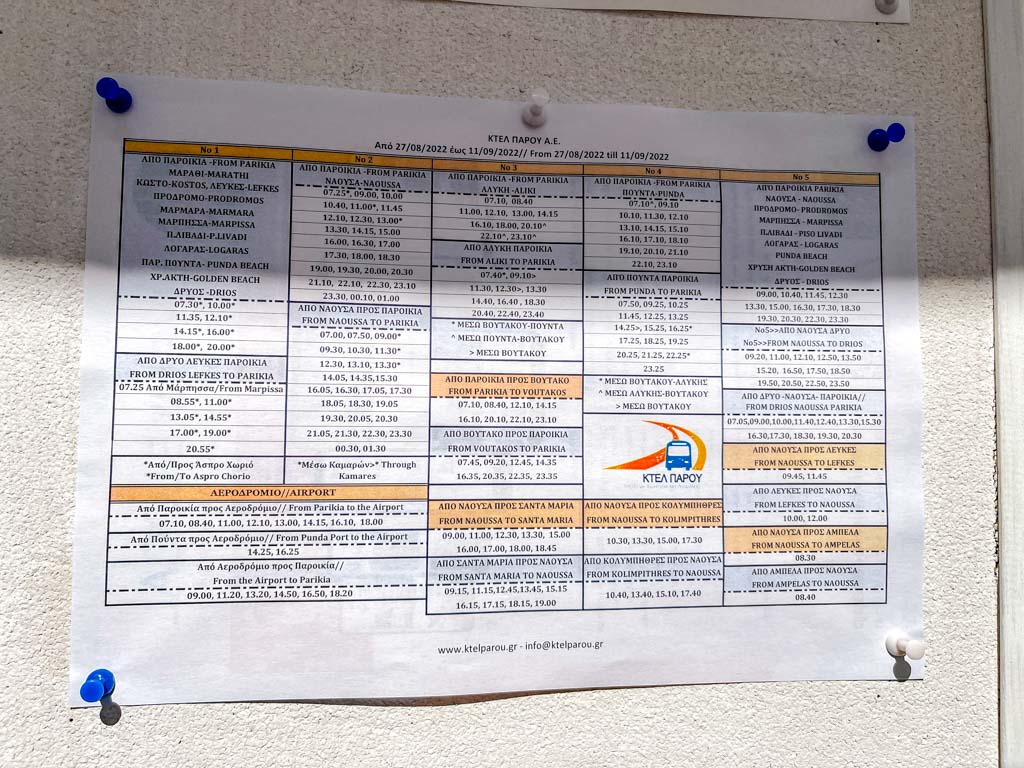 bus schedule Paros greece - laugh travel eat