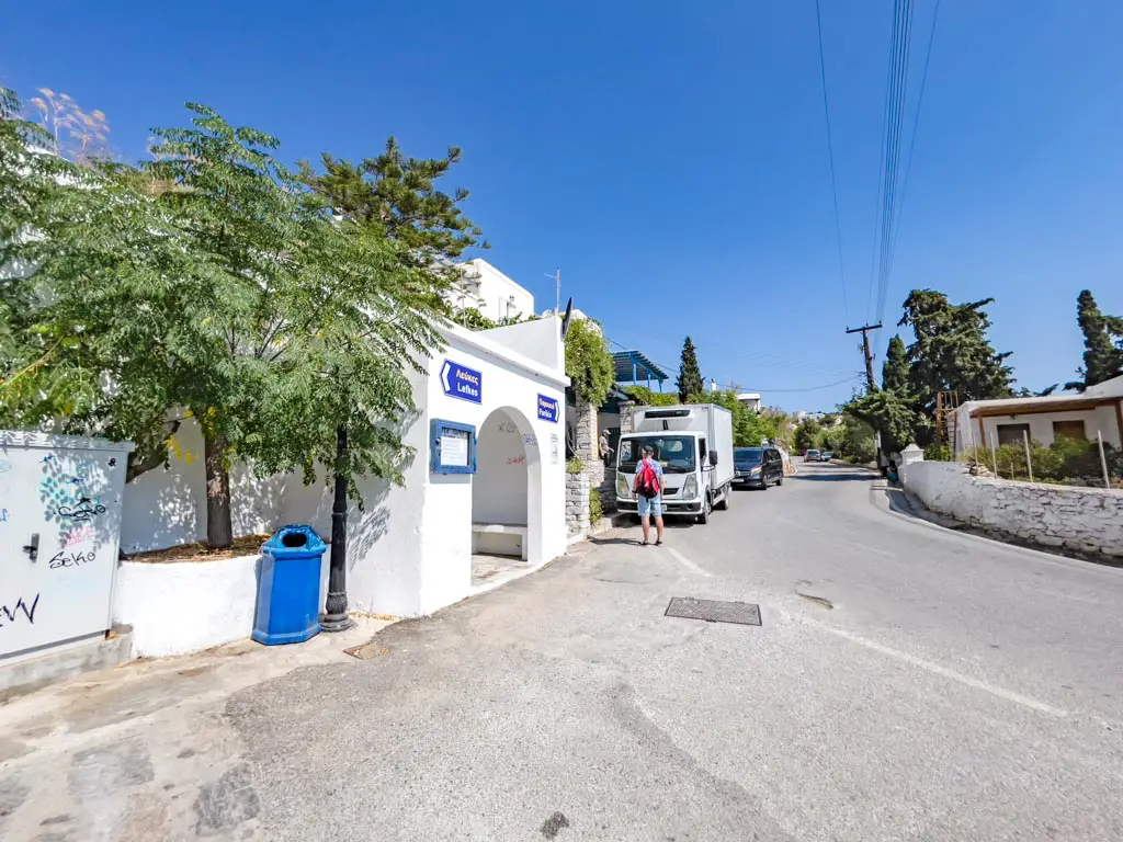 bus station lefkes Paros greece - laugh travel eat