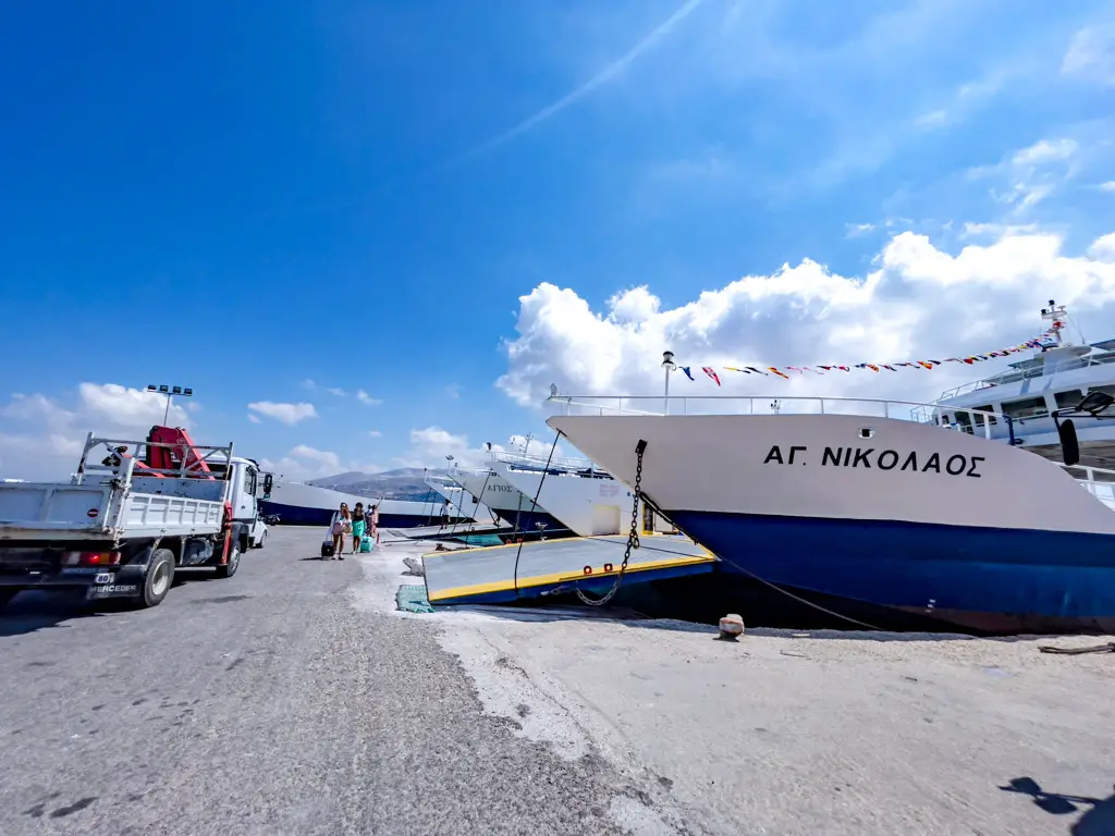 cargo ferry port chora antiparos greece - laugh travel eat