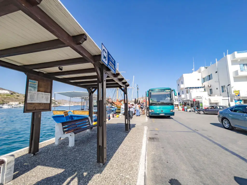main bus station port ios island greece - laugh travel eat
