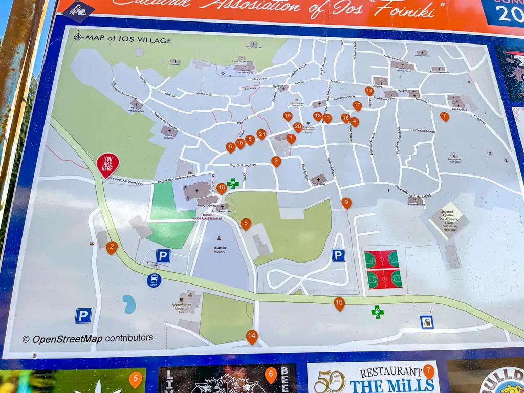 map of chora village ios island greece - laugh travel eat