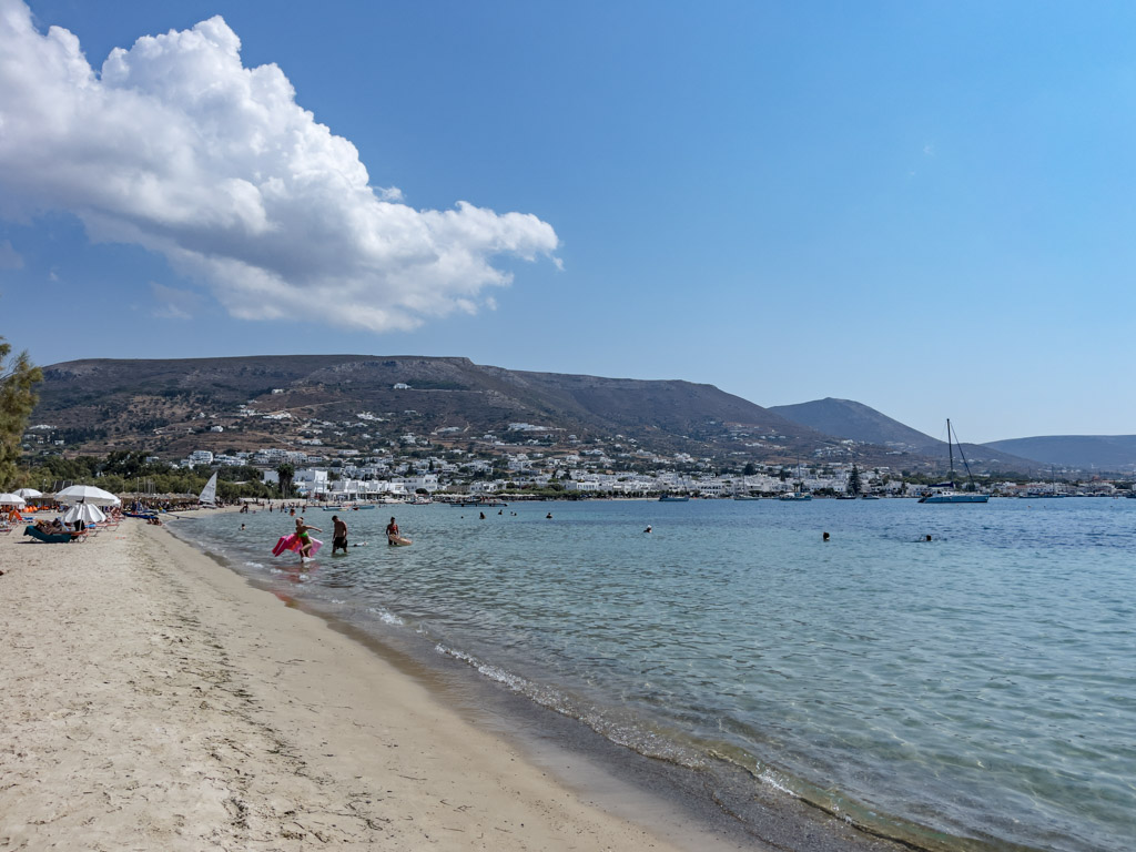 paralia beach parikia Paros greece - laugh travel eat