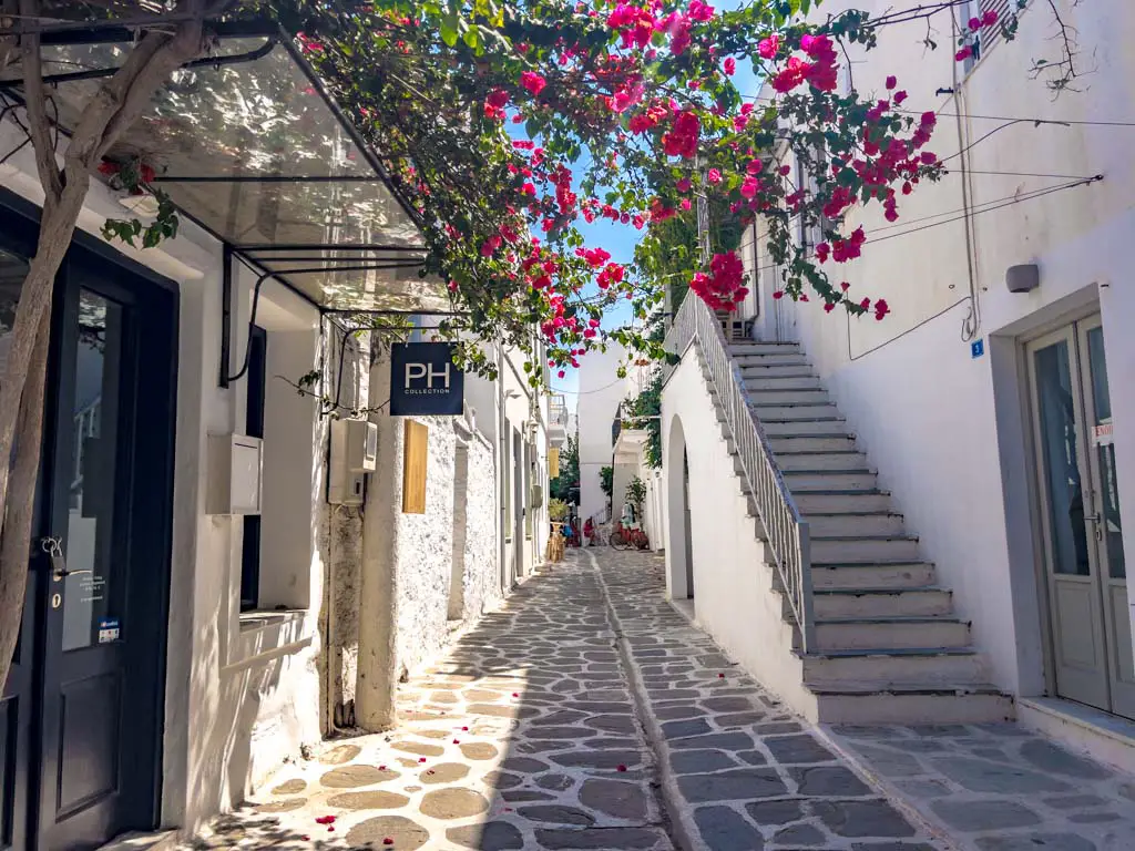 streets of parikia Paros greece - laugh travel eat