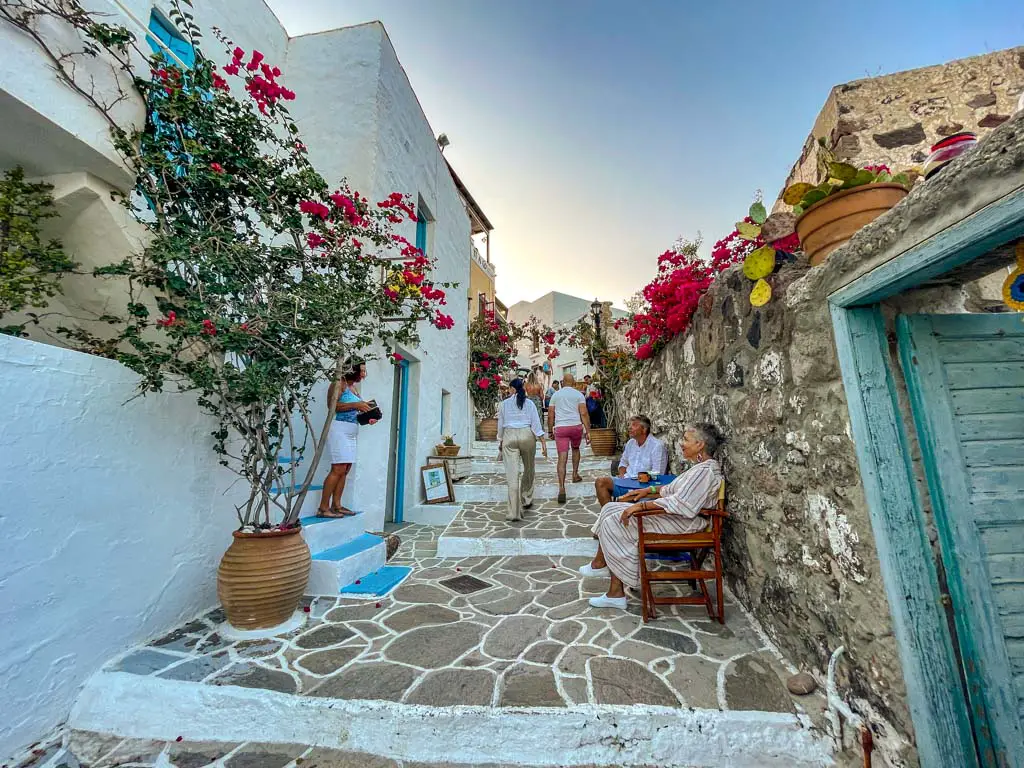 streets of plaka milos greece - laugh travel eat
