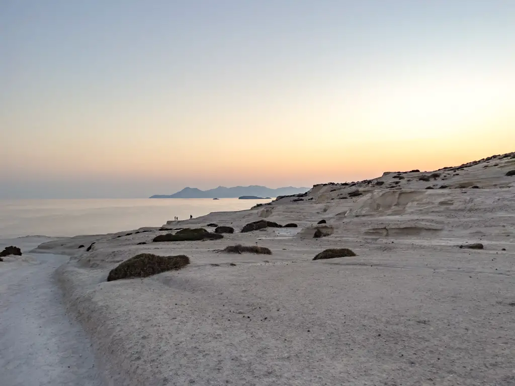 sunrise at sarakiniko beach milos greece - laugh travel eat