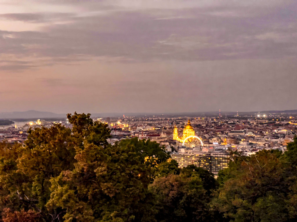 sunset view at viewpoint gellert hill buda budapest hungary - laugh travel eat