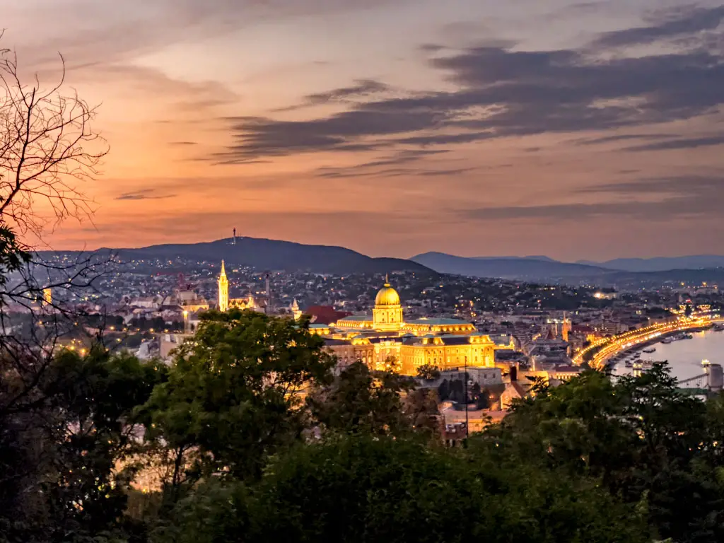 sunset view at viewpoint gellert hill buda budapest hungary - laugh travel eat