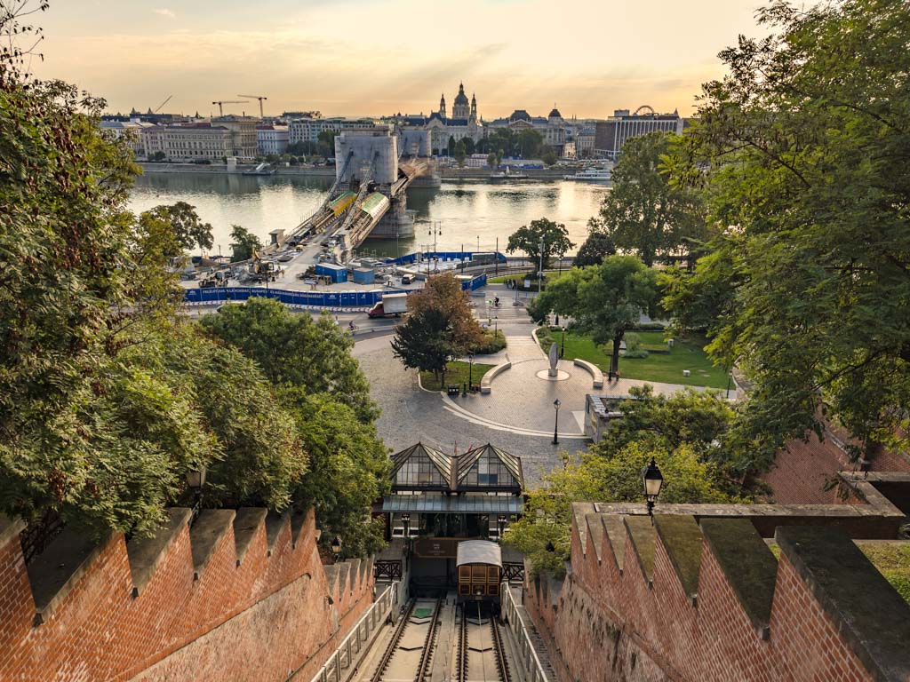 tram and chain bridge buda castle hill budapest hungary - laugh travel eat