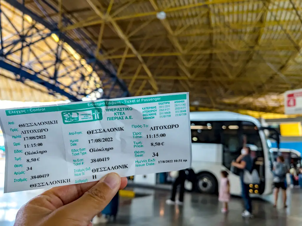 bus to litochoro KTEL Macedonia thessaloniki greece - laugh travel eat