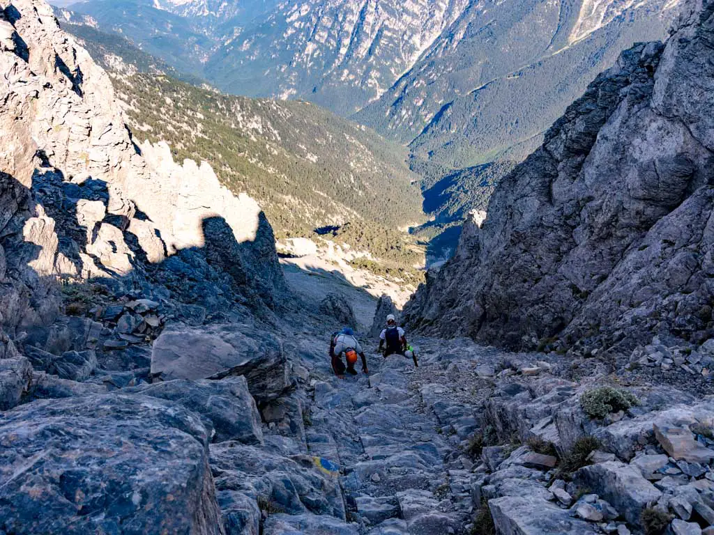 descent mytikas mount olympus litochoro greece - laugh travel eat