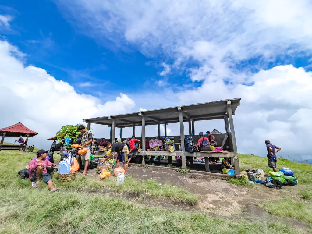 cooking stations pos 2 sembalun route mount rinjani trek lombok indonesia - laugh travel eat