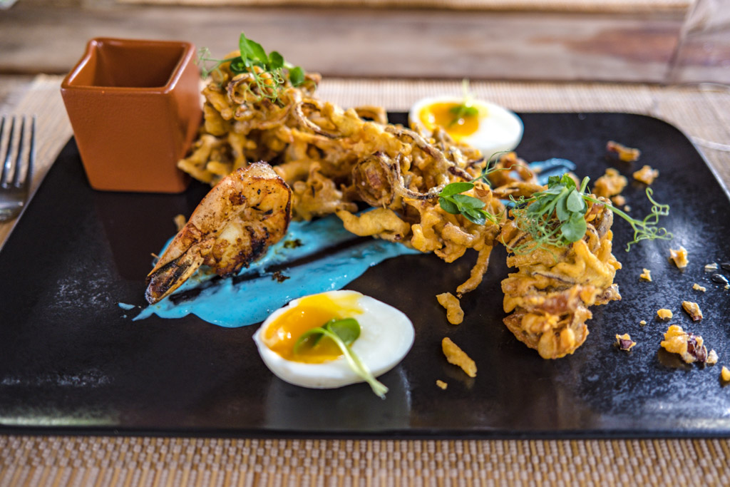 deep fried banana floweer Zero Restaurant Villa Park Sun Island Maldives - laugh travel eat