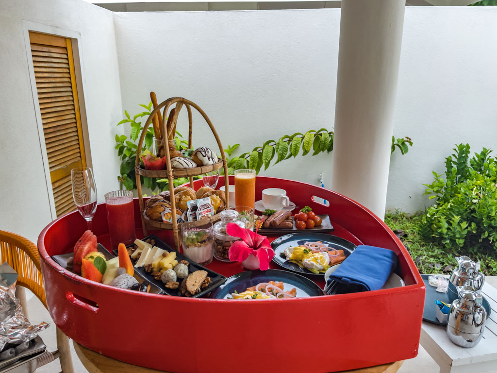floating breakfast Villa Park Sun Island Maldives - laugh travel eat