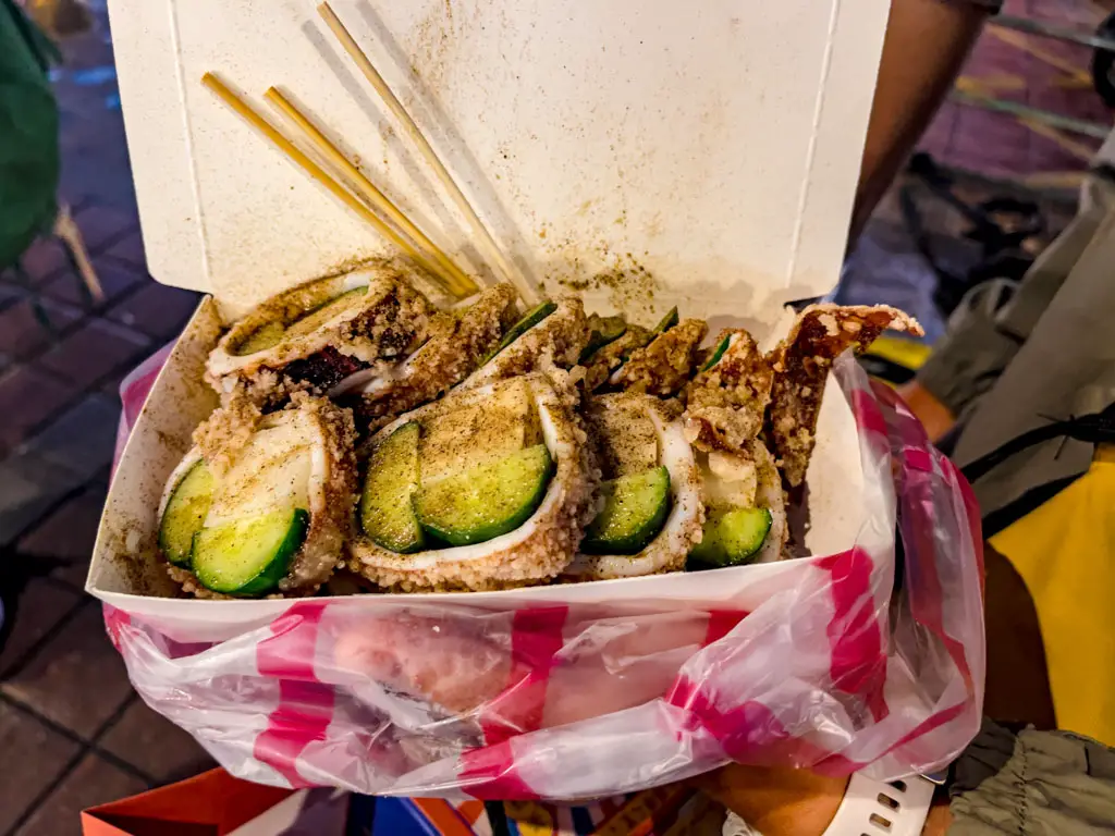 deep fried squid ningxia Night Market taipei taiwan - laugh travel eat