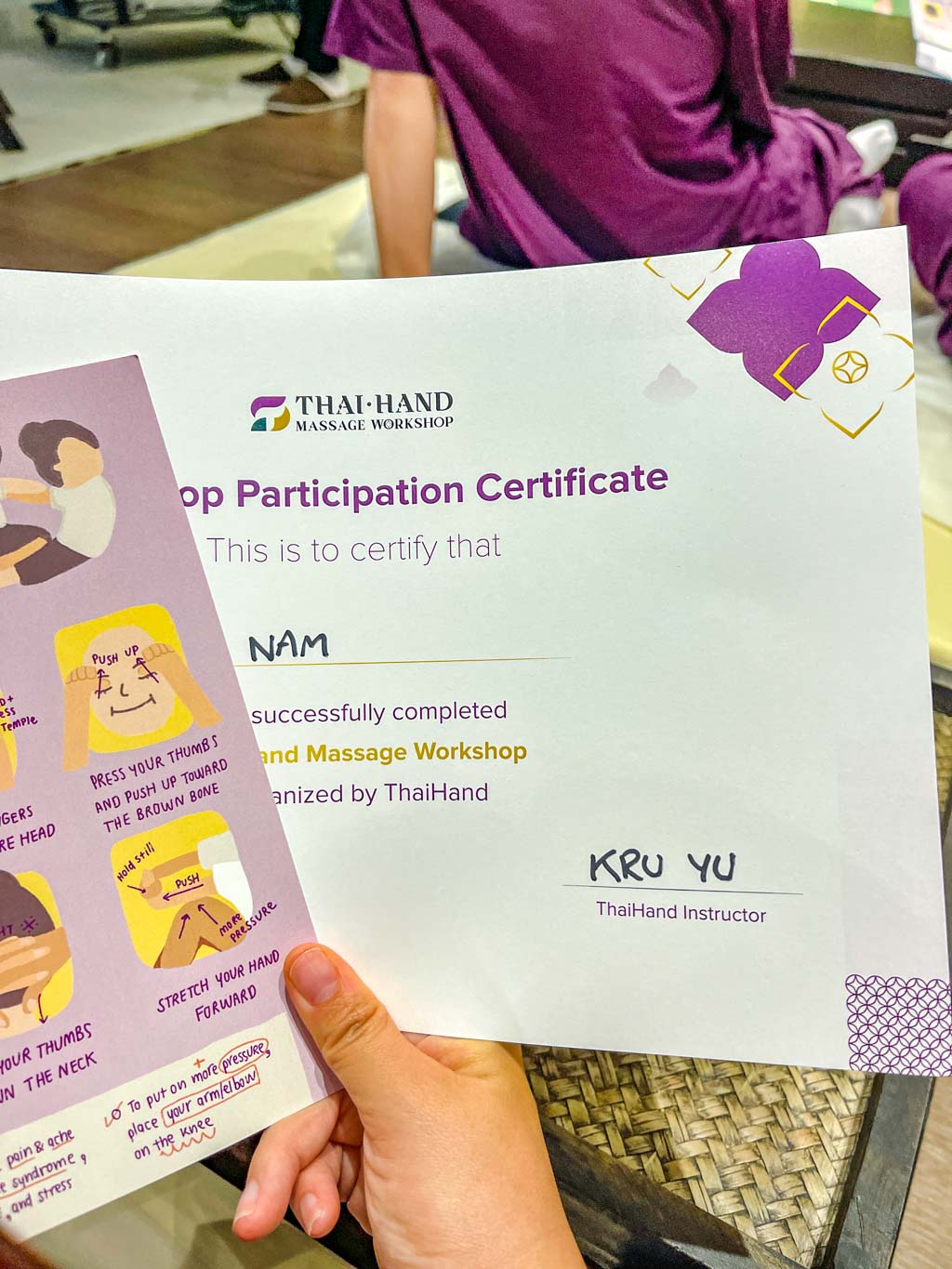 certificate thaihand massage workshop bangkok thailand - laugh travel eat