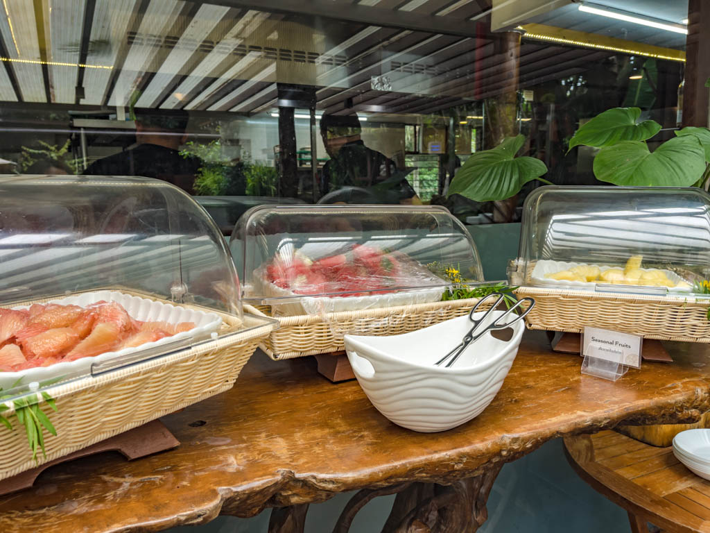 fruits at buffet breakfast pesce restaurant San Benito Philippines - laugh travel eat