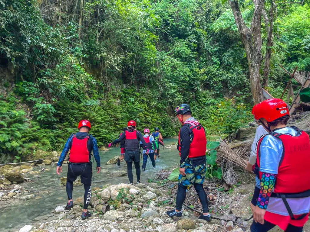kabutongan waterfall canyoneering moalboal cebu philippines - laugh travel eat