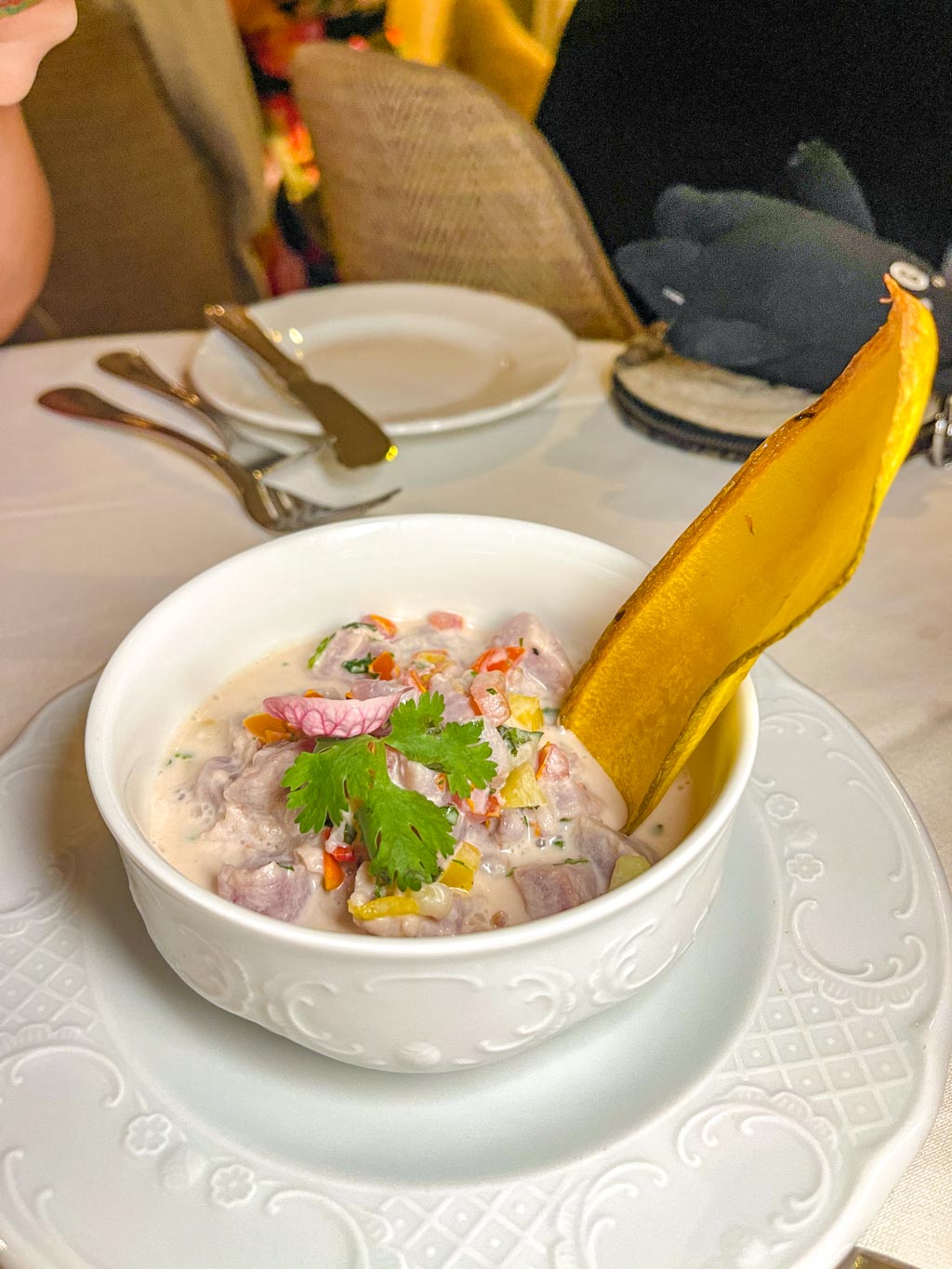 3 course dinner first night Calendonian Sky Captain Cook Cruise Fiji - laugh travel eat