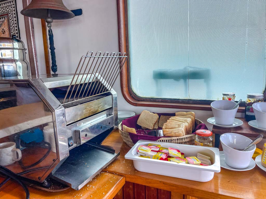 buffet breakfast Calendonian Sky Captain Cook Cruise Fiji - laugh travel eat