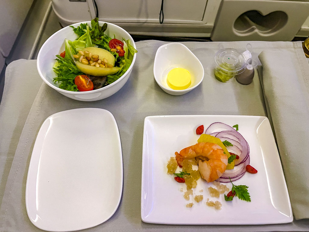 dinner 3-course business class Fiji Airways hong kong to Nadi Fiji - laugh travel eat
