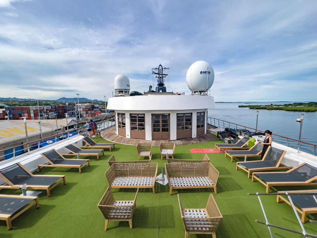 top deck Calendonian Sky Captain Cook Cruise Fiji - laugh travel eat