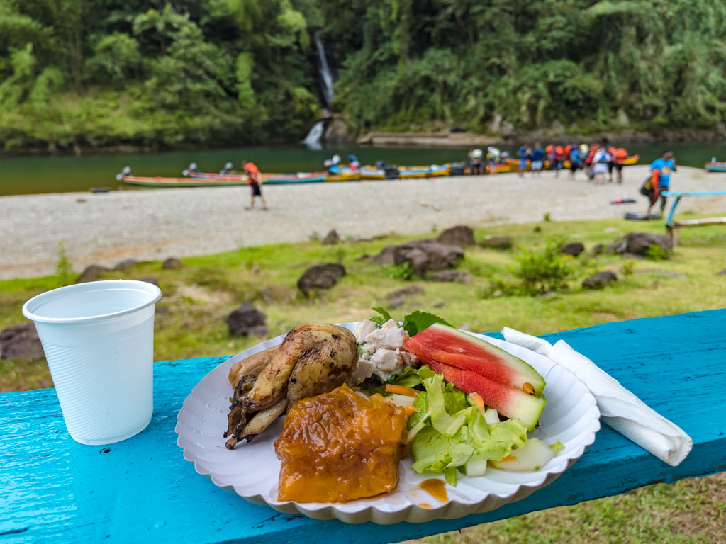 buffet lunch river tubing near Suva Fiji - laugh travel eat