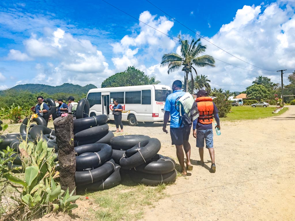 start of river tubing near Suva Fiji - laugh travel eat