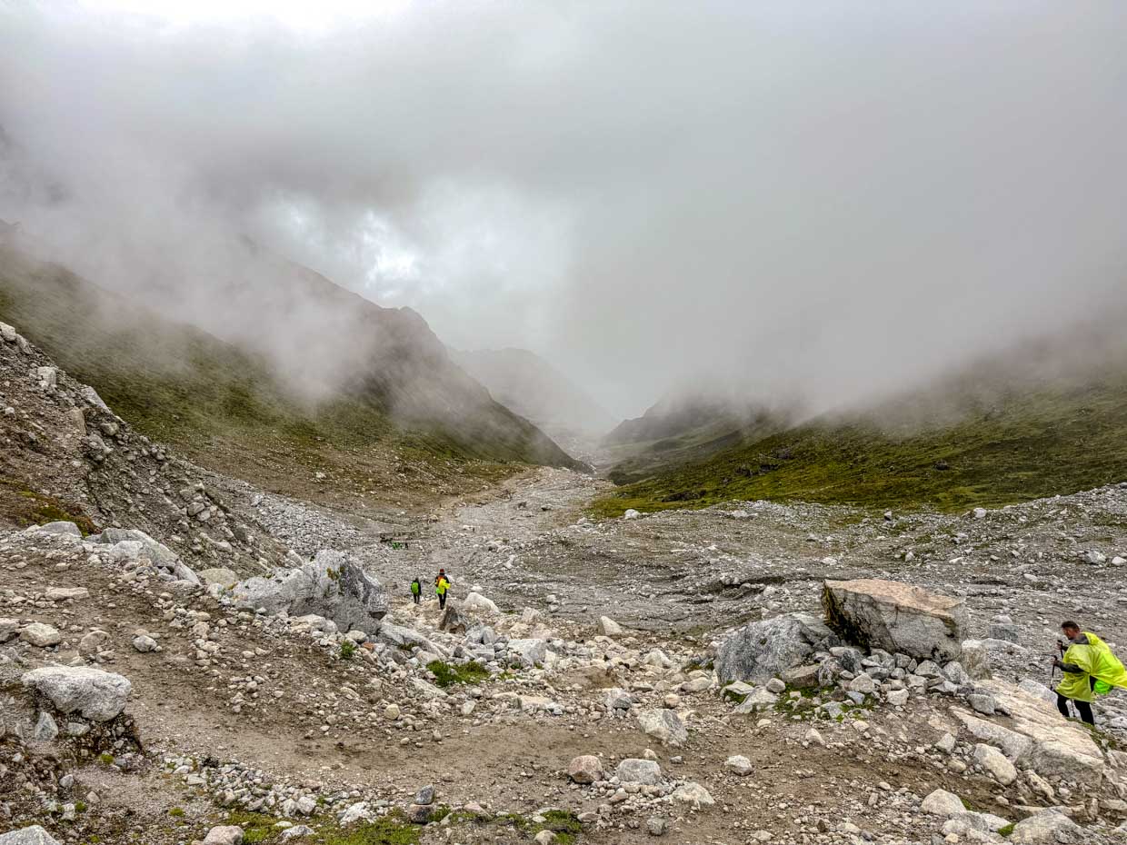 Salkantay Pass to campsite day 1 Alpaca Expeditions Salkantay Trek Cusco Peru - laugh travel eat