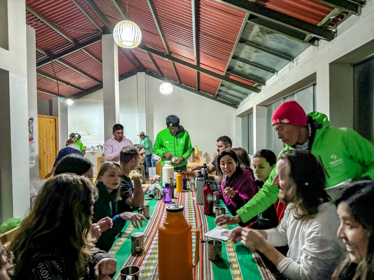 dinner glass cabanas day 0 Alpaca Expeditions Salkantay Trek Cusco Peru - laugh travel eat