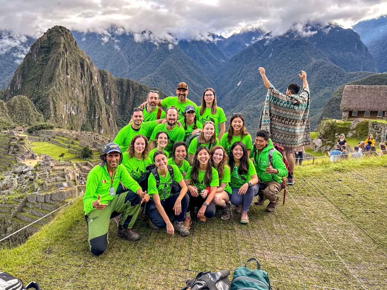 group photo machu picchu day 5 Alpaca Expeditions Salkantay Trek Cusco Peru - laugh travel eat