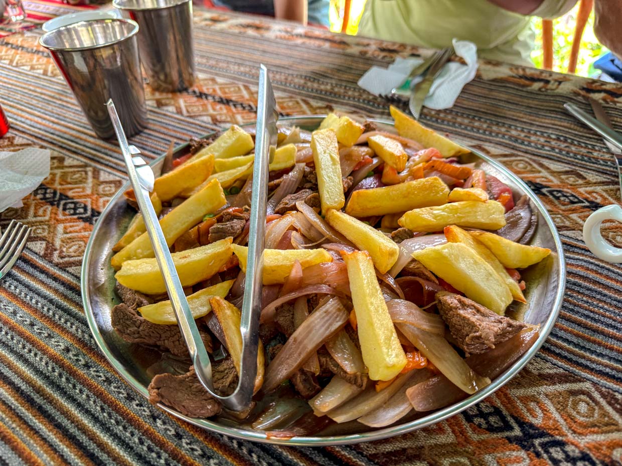 lunch at coffee farm on inca trail day 3 Alpaca Expeditions Salkantay Trek Cusco Peru - laugh travel eat