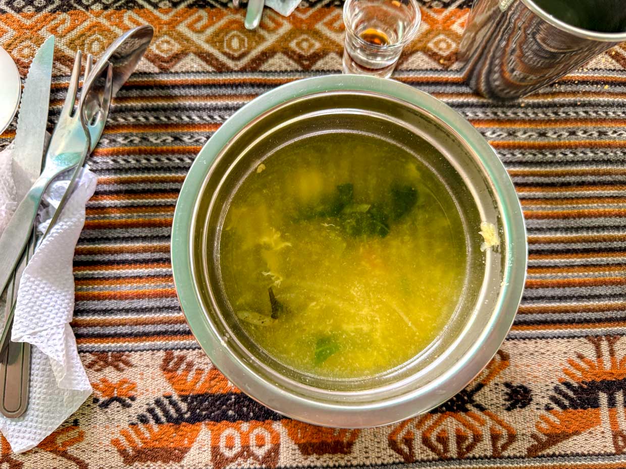 lunch at coffee farm on inca trail day 3 Alpaca Expeditions Salkantay Trek Cusco Peru - laugh travel eat
