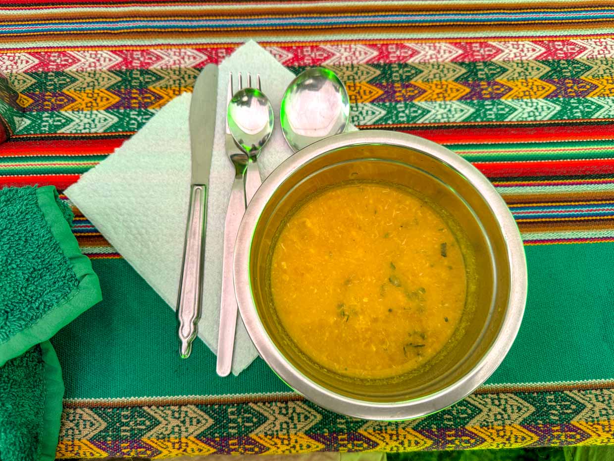 lunch day 1 Alpaca Expeditions Salkantay Trek Cusco Peru - laugh travel eat