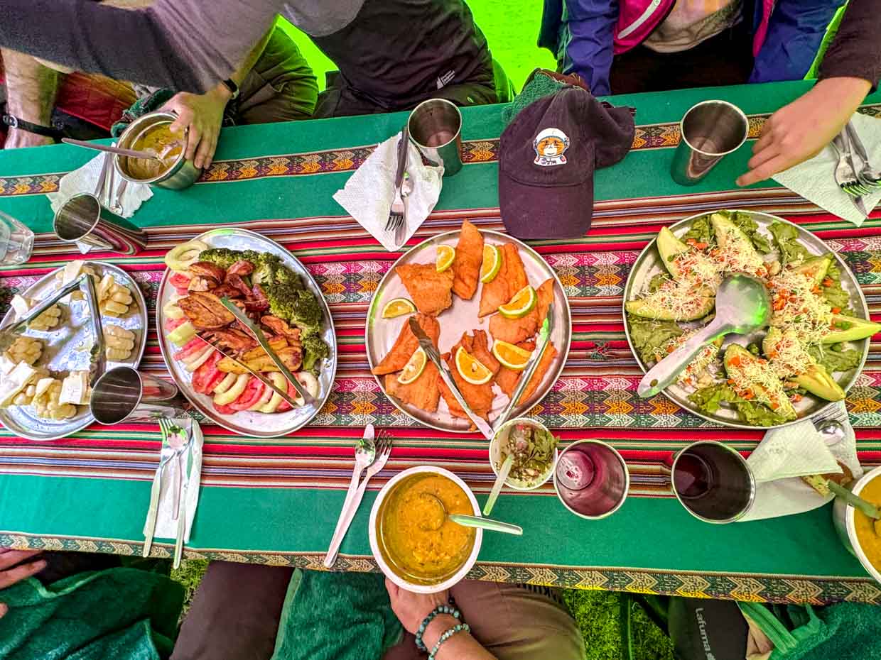 lunch day 1 Alpaca Expeditions Salkantay Trek Cusco Peru - laugh travel eat