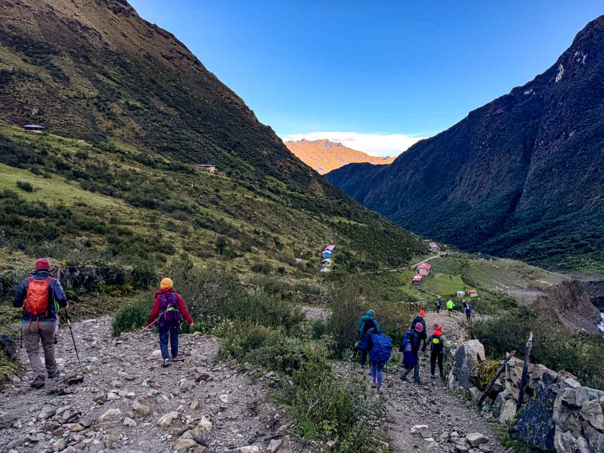 start of day day 2 Alpaca Expeditions Salkantay Trek Cusco Peru - laugh travel eat