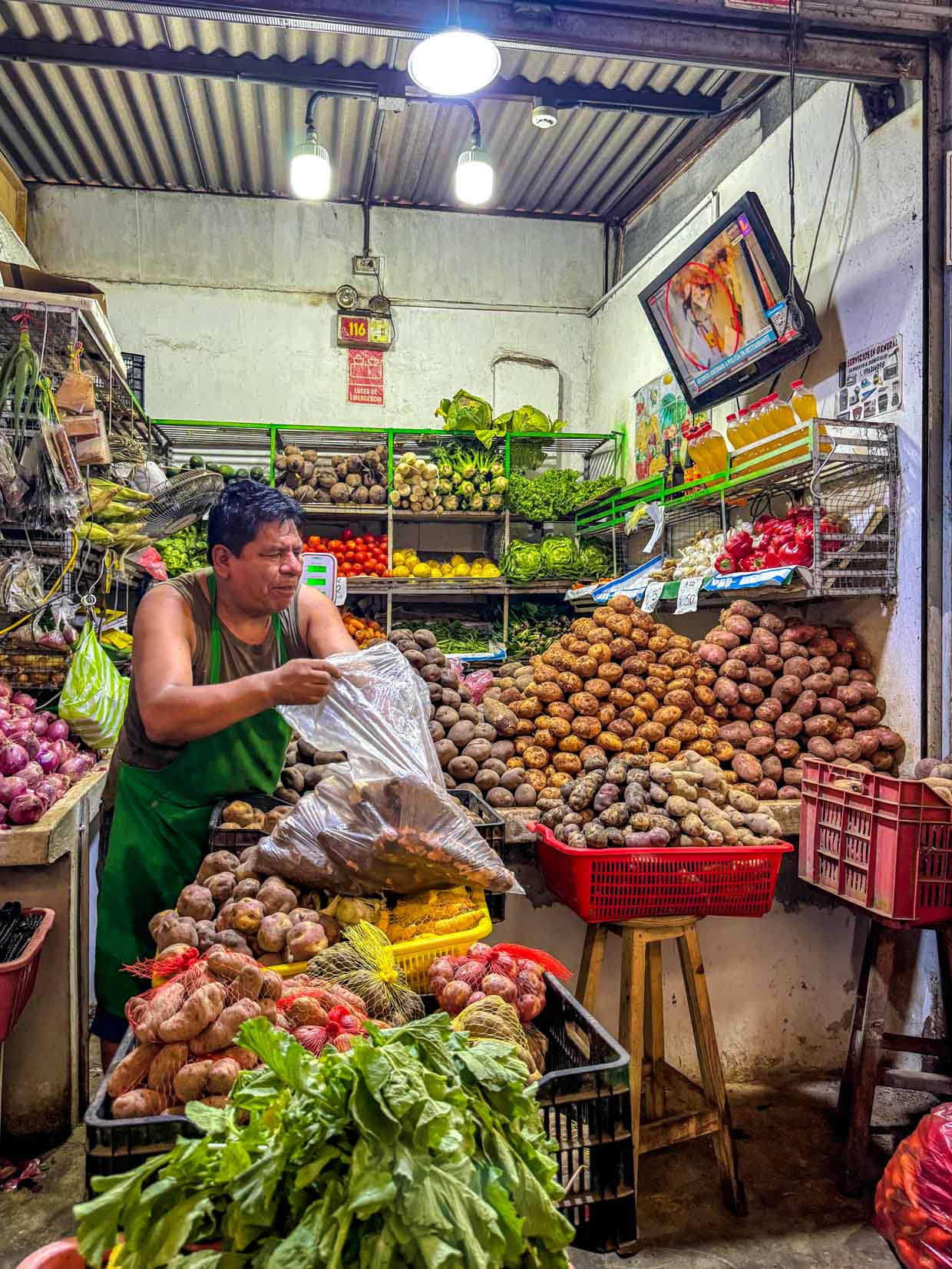 potatos at veg stand Lima Tasty Tours Barranco Lima Peru - laugh travel eat