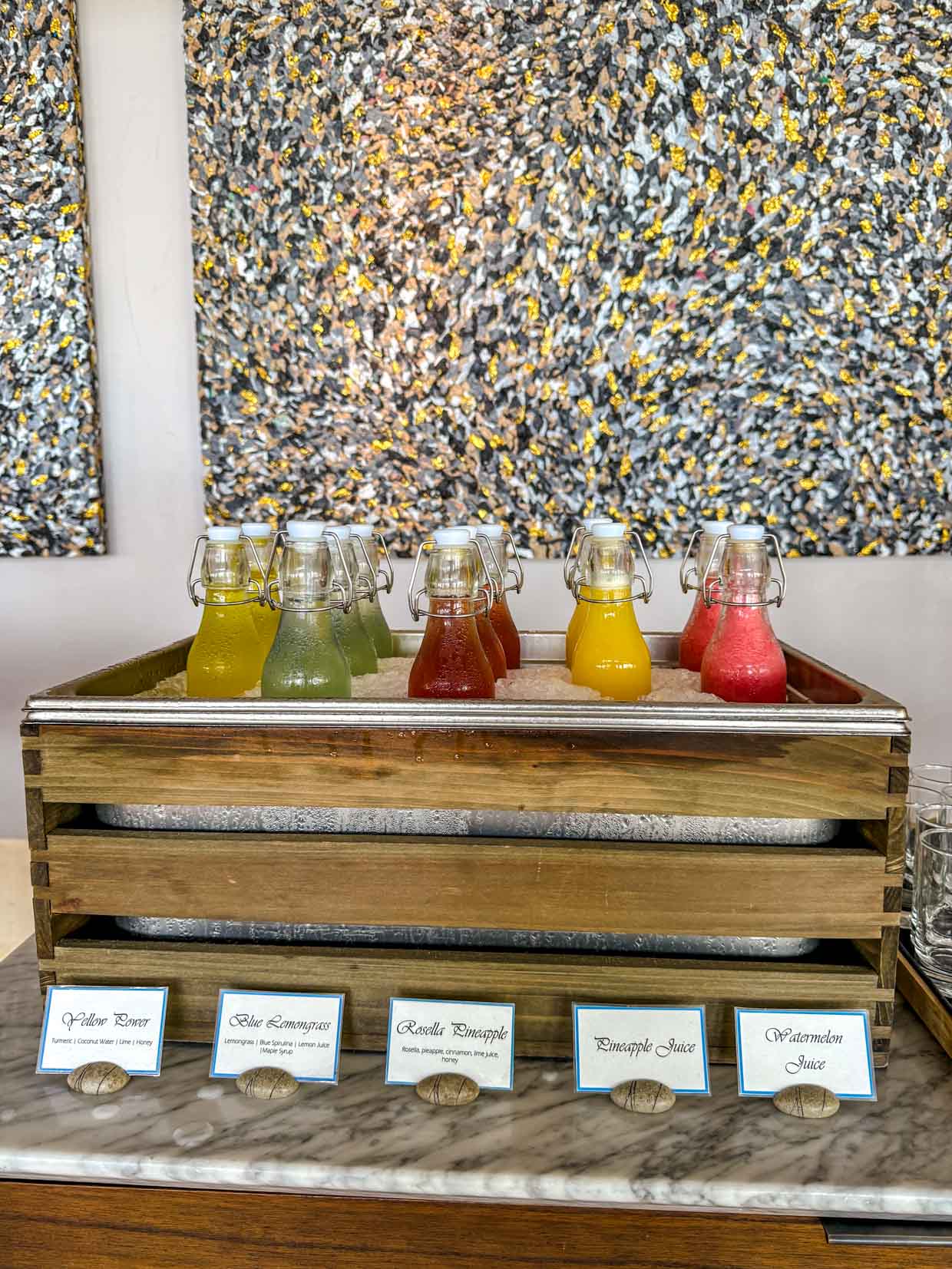 juices breakfast Segaran Restaurant Jumeirah Bali Indonesia - laugh travel eat