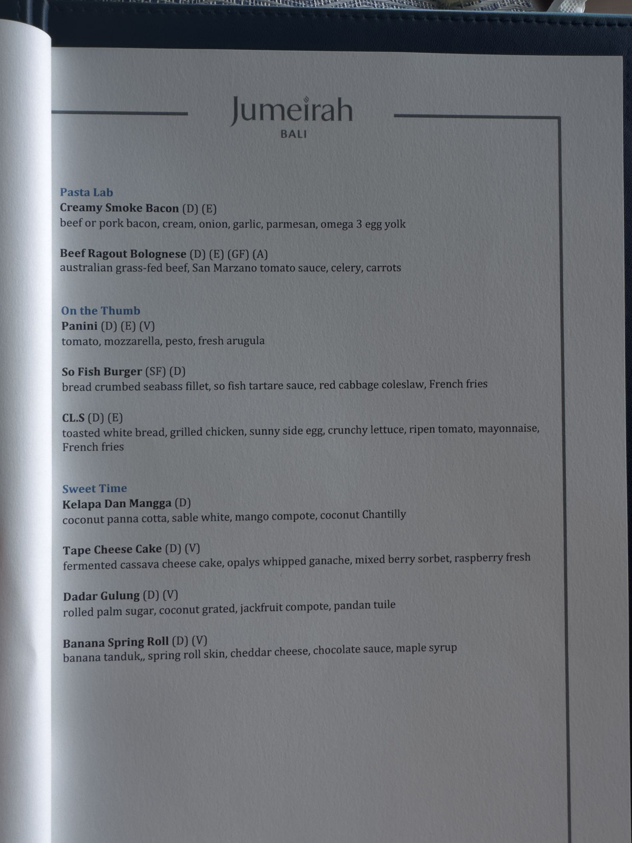 lunch menu Segaran Restaurant Jumeirah Bali Indonesia - laugh travel eat