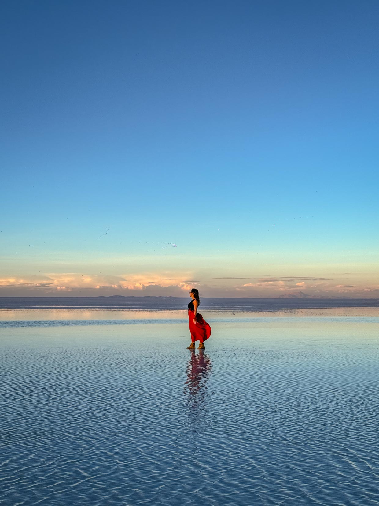 me on salt flat day 1 of Uyuni tour Bolivia - laugh travel eat