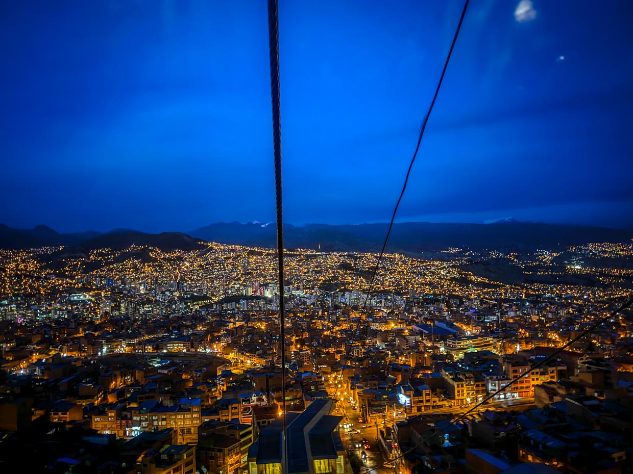 night view Teleférico cable car La Paz Bolivia - laugh travel eat