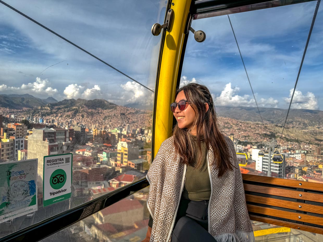 views from Teleférico cable car Bolivian popular food La Paz Bolivia - laugh travel eat