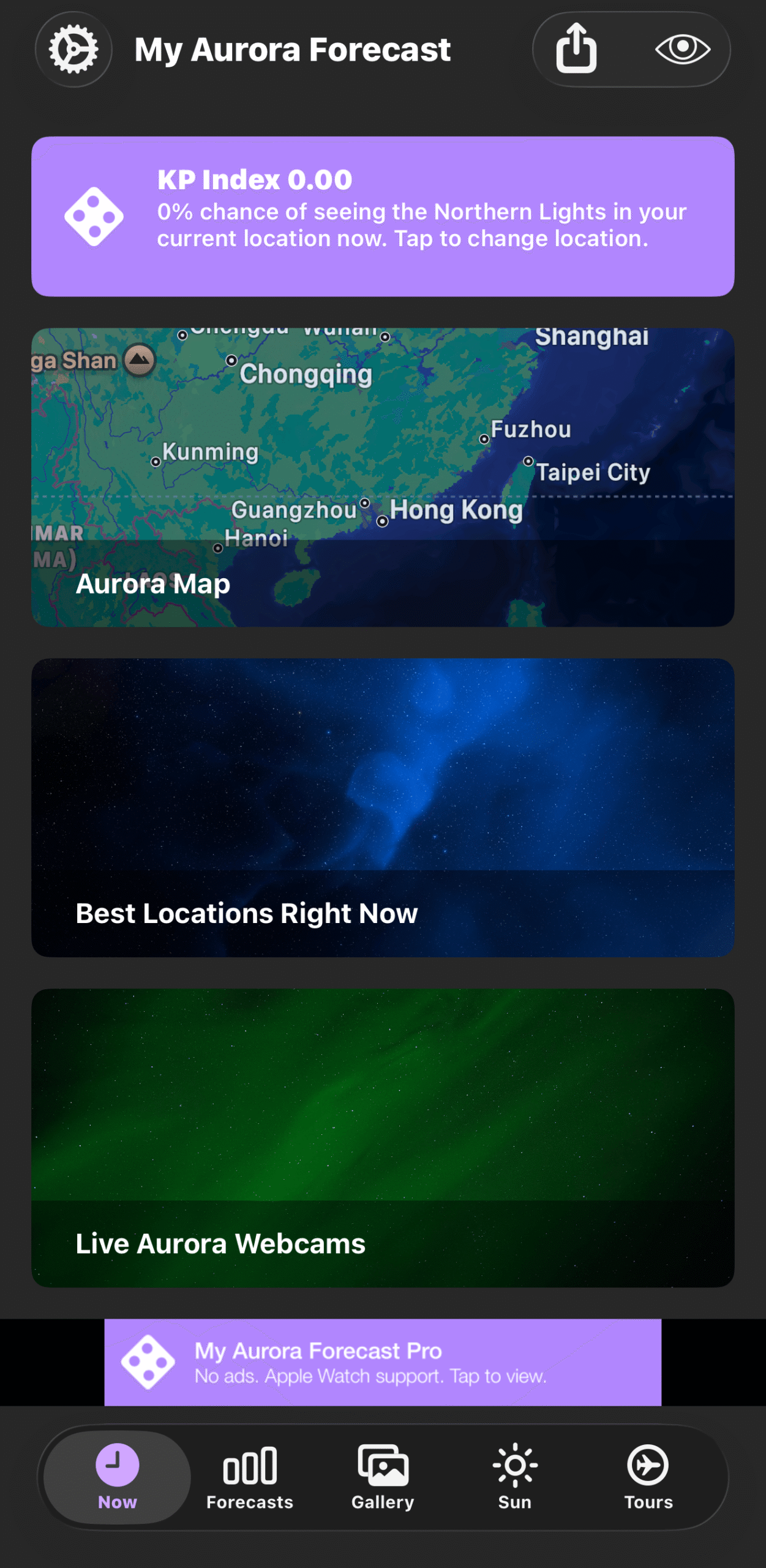 My aurora alerts