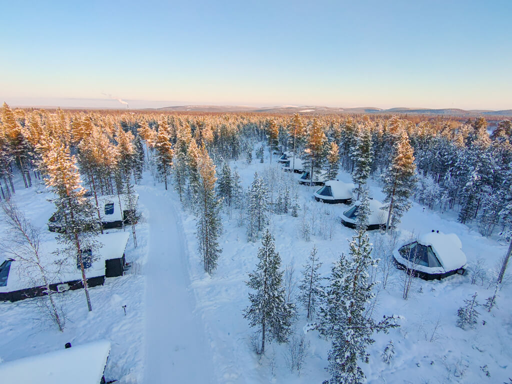 aerial photo of aurora village oy ivalo finland _ laugh travel eat